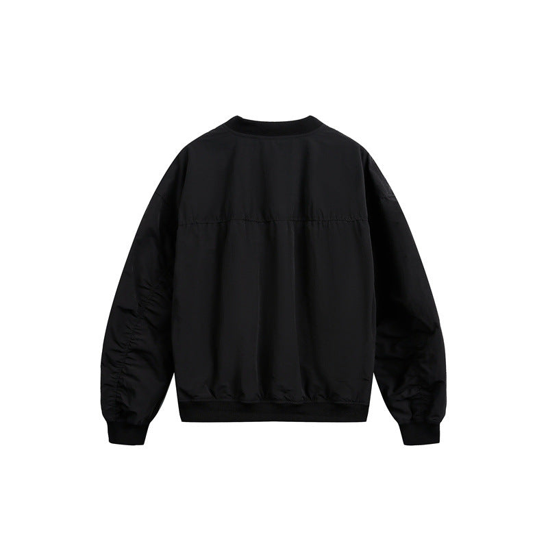 Unisex Kurz geschnittene leichte Nylon‑Bomberjacke mit Utility‑Taschen und geripptem Saum Shop Nory