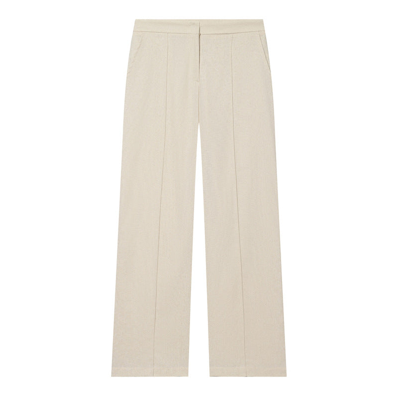 Damen Weite hochtaillierte Stoffhose mit Bügelfalte und geradem Bein Shop Nory
