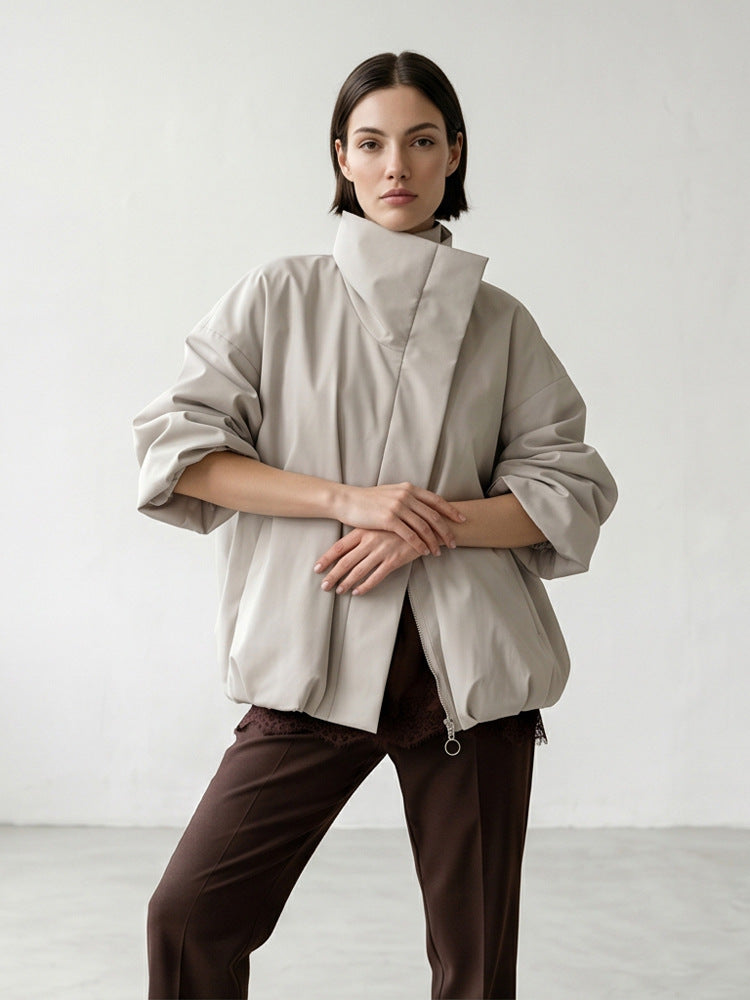 Damen Boxy-Kurzsteppjacke mit hohem asymmetrischem Stehkragen Shop Nory