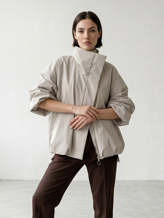 Damen Boxy-Kurzsteppjacke mit hohem asymmetrischem Stehkragen Shop Nory