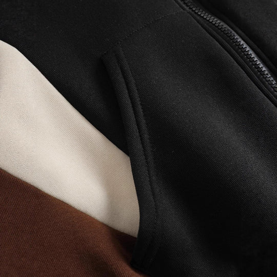 Damen Kapuzen‑Sweatjacke mit Farbblock, Reißverschluss und Kängurutasche Shop Nory