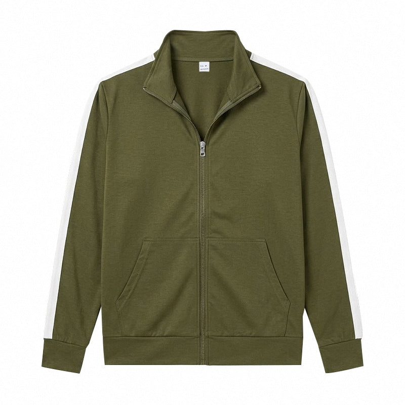 Herren Sportliche Zip-Trackjacke mit Stehkragen, Kontraststreifen an den Ärmeln und Kängurutaschen Shop Nory