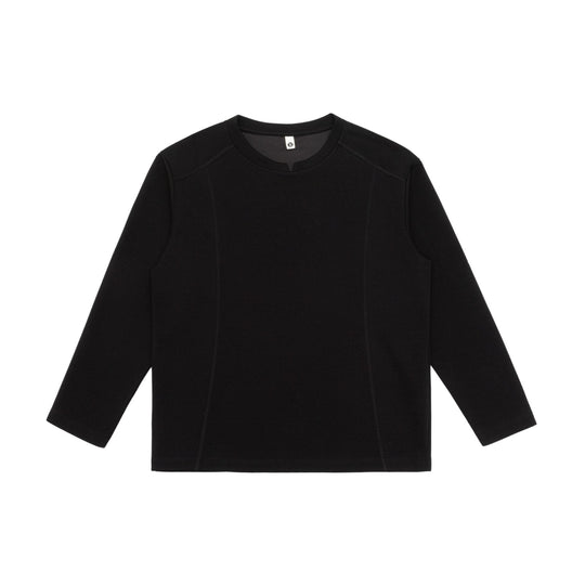 Damen Feines Baumwoll-Langarmshirt mit geradem Saum und Ziernaht-Detail Shop Nory