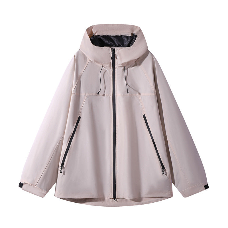 Unisex Wasserabweisende zweifarbige Softshell-Jacke mit Kapuze Shop Nory