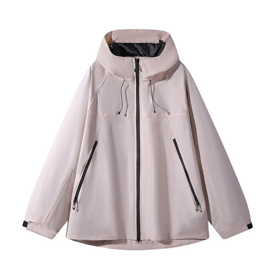 Unisex Wasserabweisende zweifarbige Softshell-Jacke mit Kapuze Shop Nory