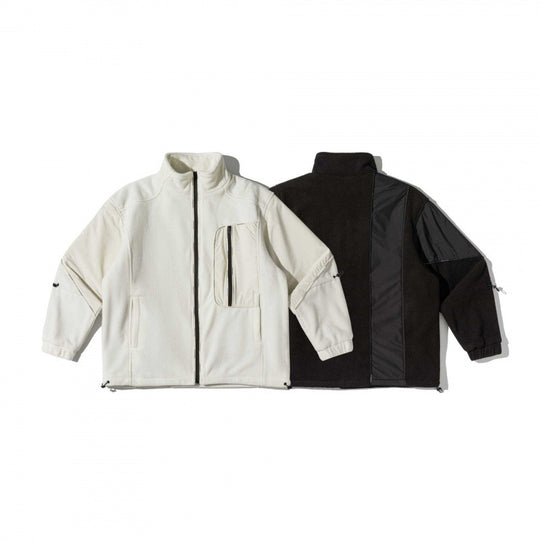 Unisex Oversize-Fleecejacke mit Nylon-Panelen, hohem Stehkragen und Multi-Taschen Shop Nory
