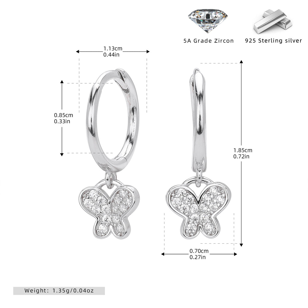 Damen Ohrhänger mit funkelndem Schmetterlingsdesign aus hochwertigem 925 Sterling Silber Shop Nory