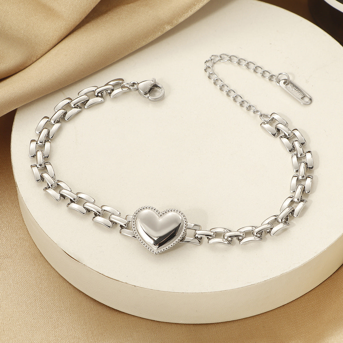 Damen Chunky Herz-Gliederarmband Shop Nory
