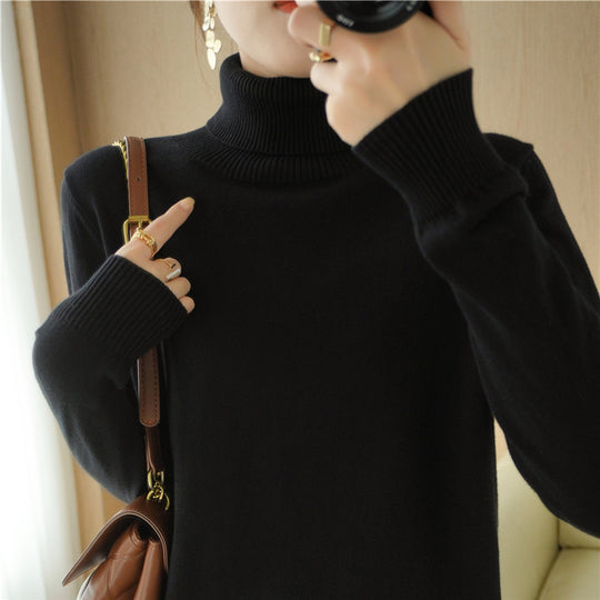 Damen Minimalistischer Feinstrick-Rolli mit hohem Rippkragen und schmaler Passform Shop Nory
