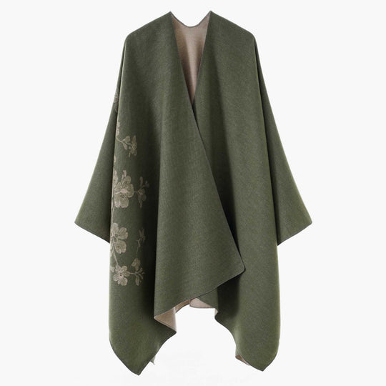 Damen Offener Reversibler Wollmix‑Cape mit floralem Jacquard Shop Nory