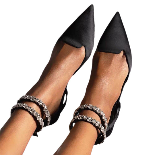 Damen elegante Slingback-Ballerinas mit funkelnden Strass-Details