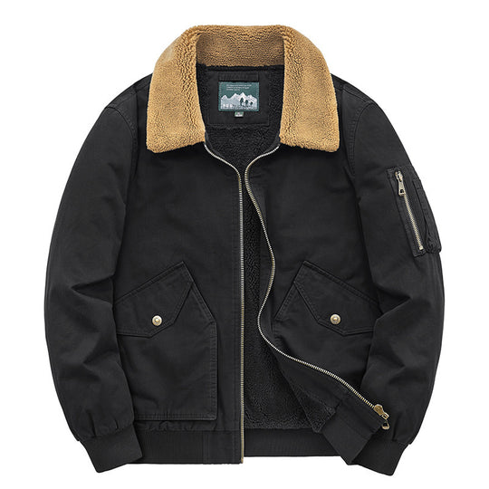 Herren Canvas-Fliegerblouson mit wärmender Teddyfleece-Innenlage und Sherpa-Kragen Shop Nory