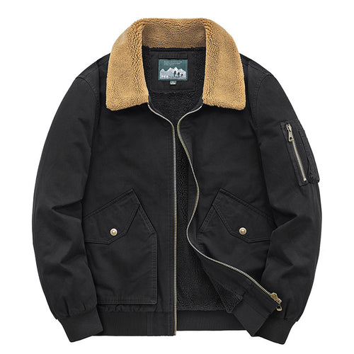 Herren Canvas-Fliegerblouson mit wärmender Teddyfleece-Innenlage und Sherpa-Kragen Shop Nory