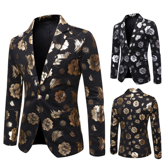 Herren Tailliertes Satin-Sakko mit Blumen-Jacquard und Schalkragen Shop Nory