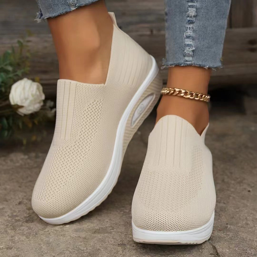 Damen atmungsaktive Slip-On Sneakers mit elastischem Obermaterial