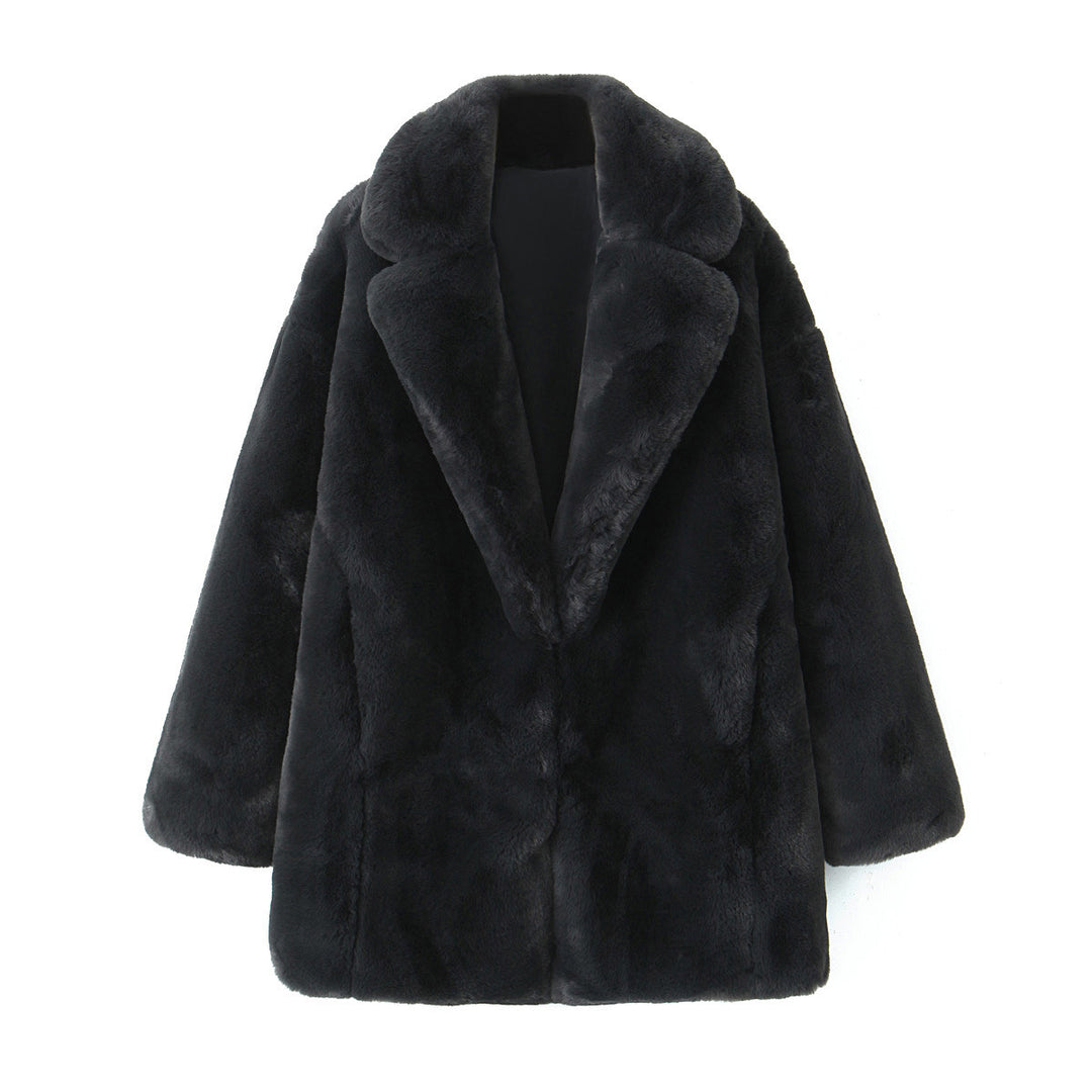 Damen Kurzmantel aus ultraflauschigem Hochflor‑Faux‑Fur mit kastiger Silhouette und voluminösem Reverskragen Shop Nory
