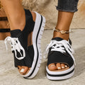 Damen Sneaker-Sandaletten mit offener Zehe und praktischen Schnürsenkeln Shopnory