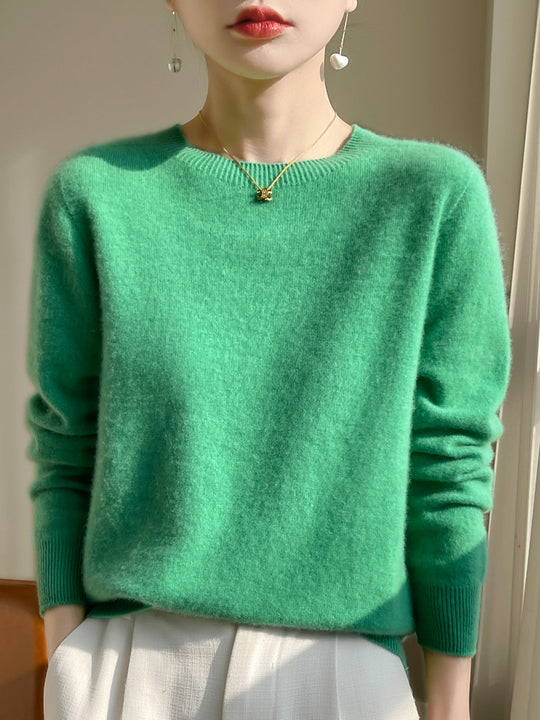 Damen Luxuriöser Kuschelstrick-Pullover mit Rundhals und Mohair-Optik Shop Nory