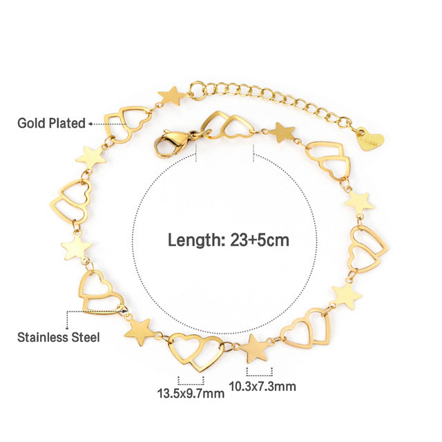 Damen Armband mit herzförmigem Design aus hochglanzpoliertem Edelstahl Shop Nory