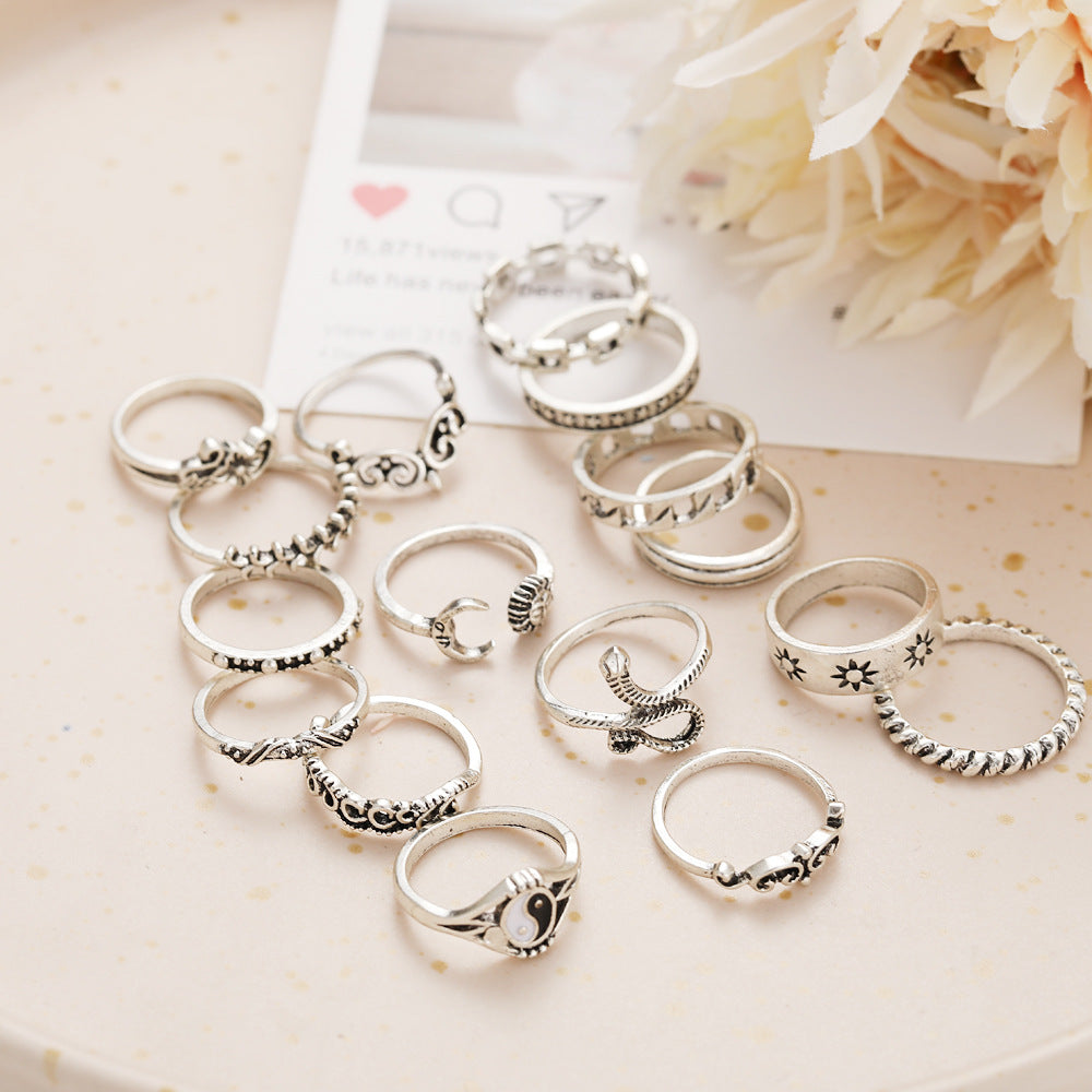 Damen Ring-Set mit filigranen und symbolischen Designs Shop Nory