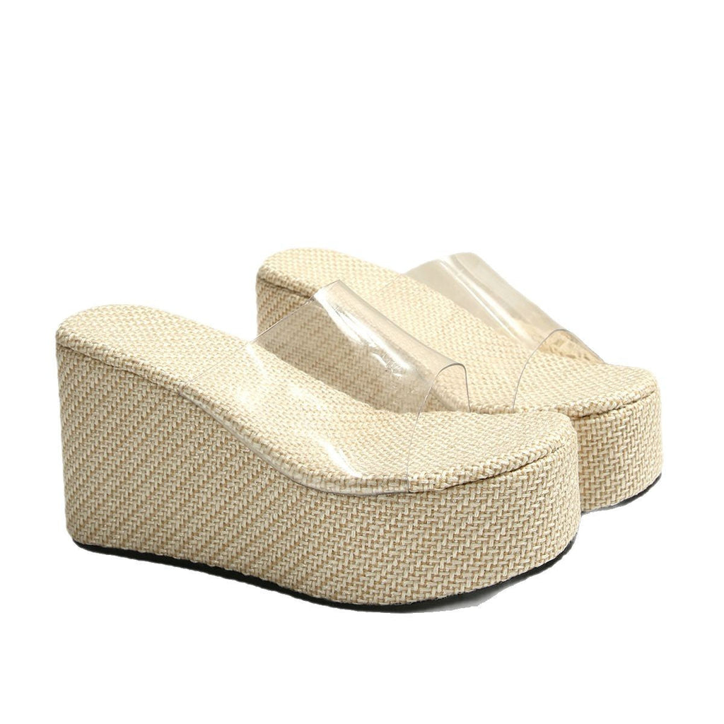 Damen Plateau-Sandalen mit transparentem Riemen Shopnory