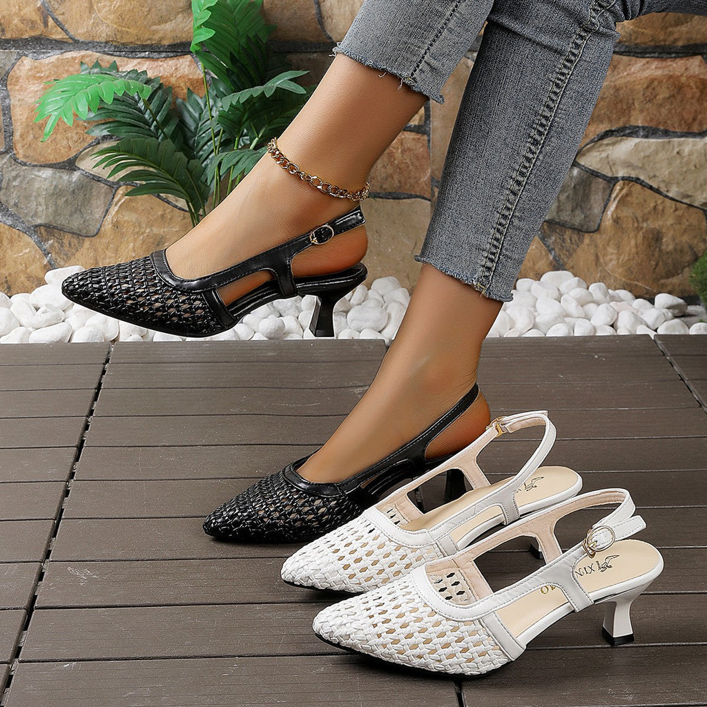 Damen Sling-Sandalen mit durchbrochenem Design und elegantem Blockabsatz