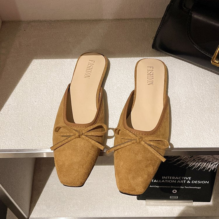 Damen modische Mules mit dekorativem Schleifenakzent