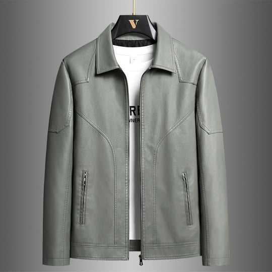 Herren Elegante Kunstlederjacke Shop Nory