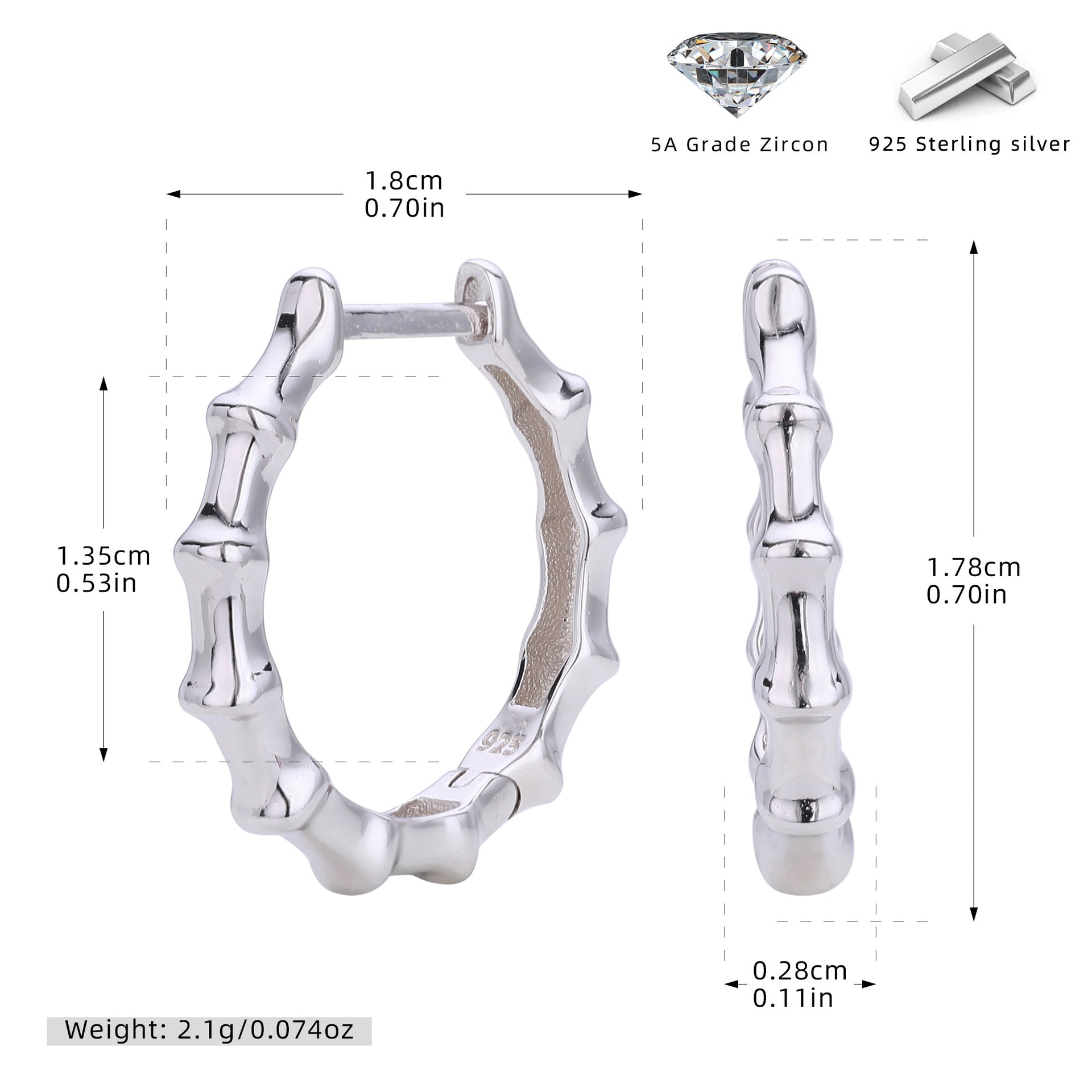 Damen Creolen im Bambusdesign aus hochwertigem 925 Sterling Silber Shop Nory