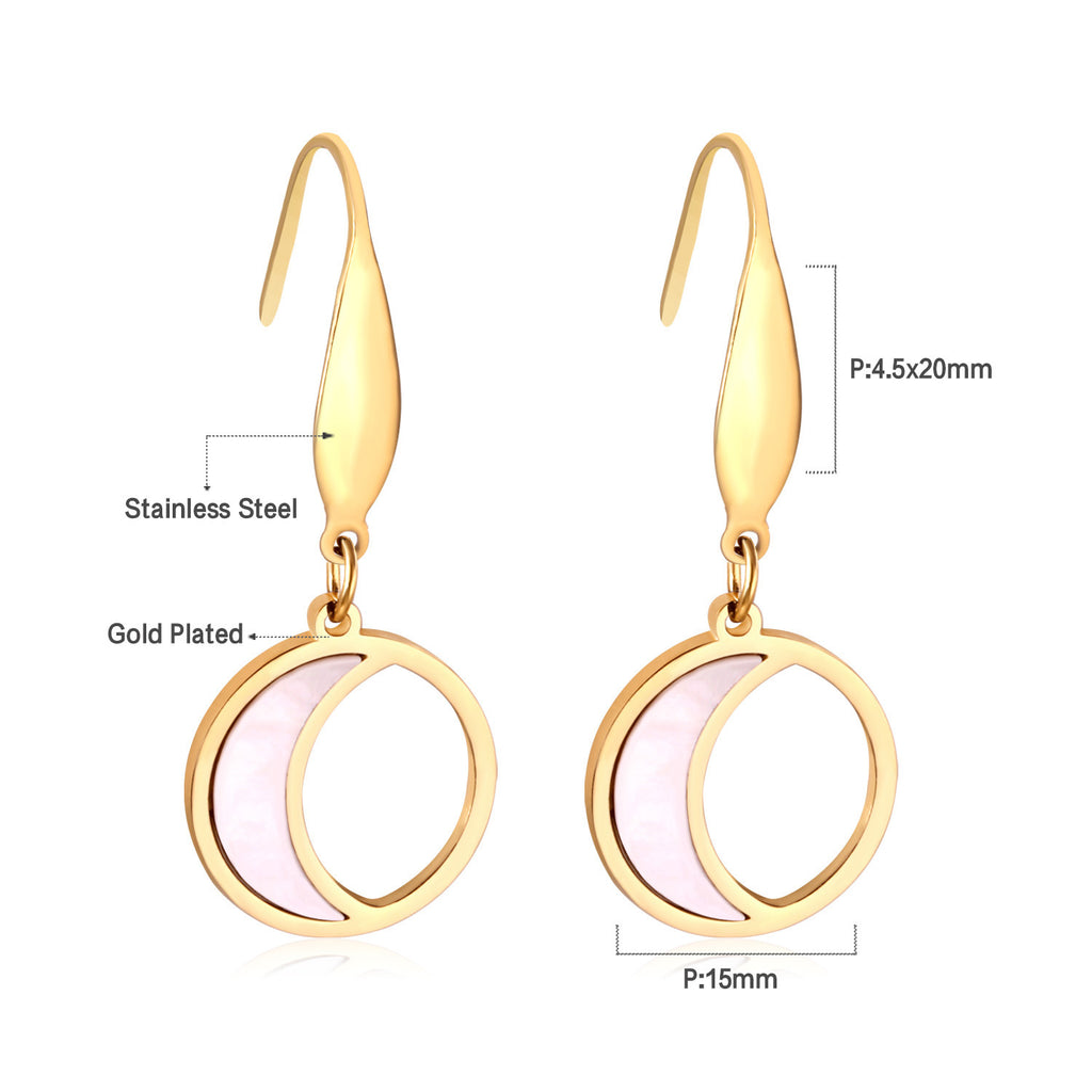 Damen Ohrringe mit elegantem, doppellagigem Rechteckdesign aus Edelstahl und goldplattierter Oberfläche Shop Nory