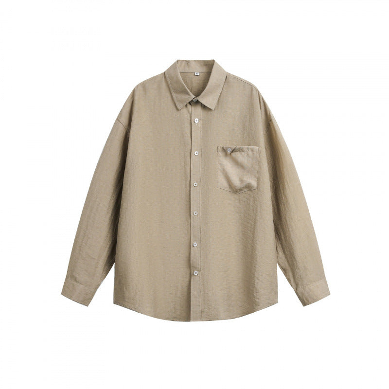 Unisex Leichtes Oversize-Hemd aus strukturierter Baumwollmischung mit Kentkragen und aufgesetzter Brusttasche Shop Nory