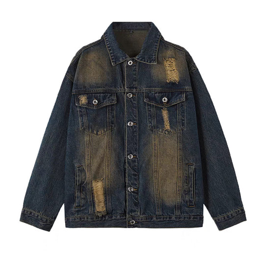 Herren Oversized Jeansjacke mit Used-Waschung und Destroy-Details Shop Nory