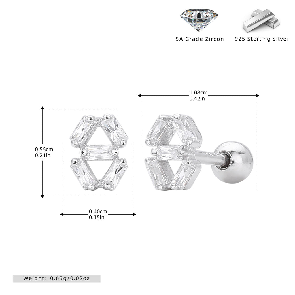 Damen Ohrstecker mit funkelnden 5A Zirkonsteinen in geometrischem Design Shop Nory