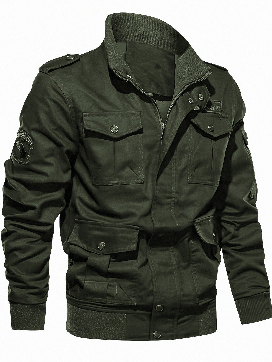 Herren Fieldjacke im Military-Stil mit Mehrfach-Taschen und Strickkragen Shop Nory