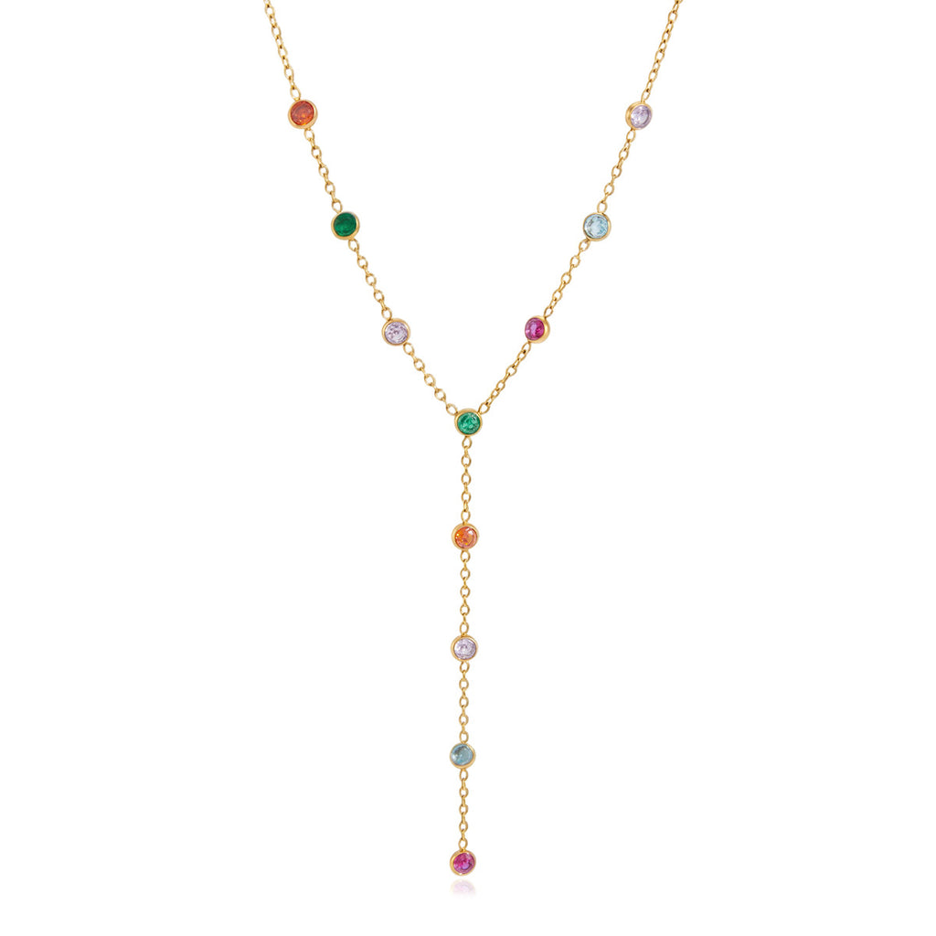 Damen Halskette mit bunten Zirkonia-Anhängern Shop Nory