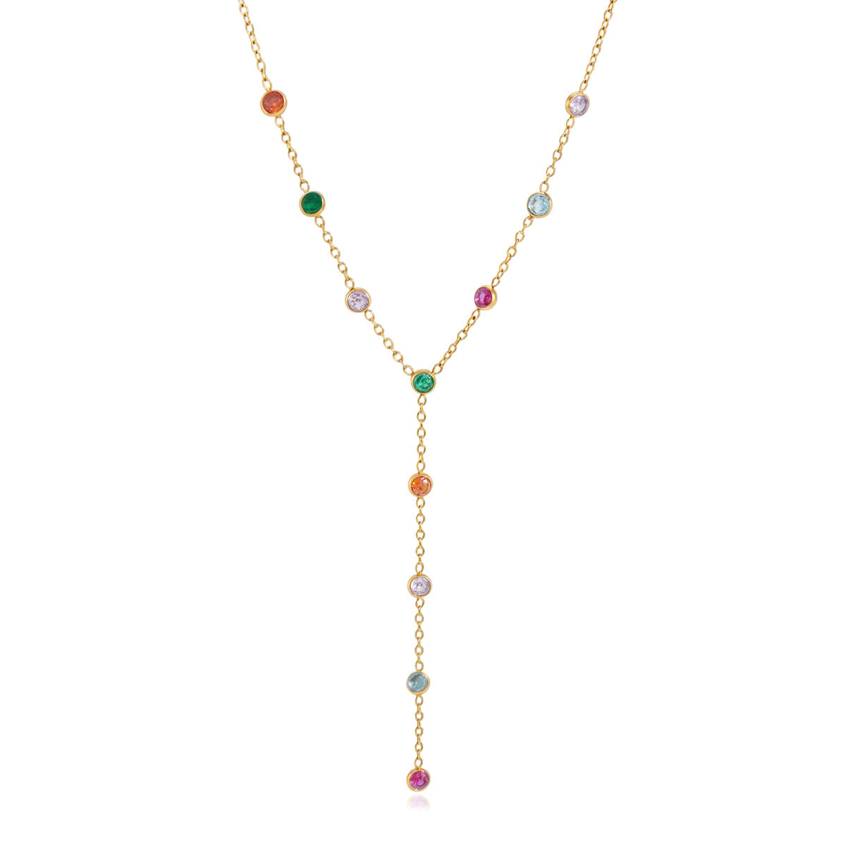 Damen Halskette mit bunten Zirkonia-Anhängern Shop Nory
