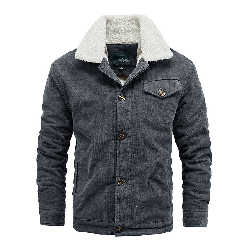Herren Cord-Workerjacke mit Teddyfutter, Sherpa-Kragen und aufgesetzter Brusttasche Shop Nory