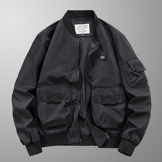 Herren leichter Nylon-Bomber mit Utility‑Taschen, Ärmel‑Organizer und geripptem Saum Shop Nory
