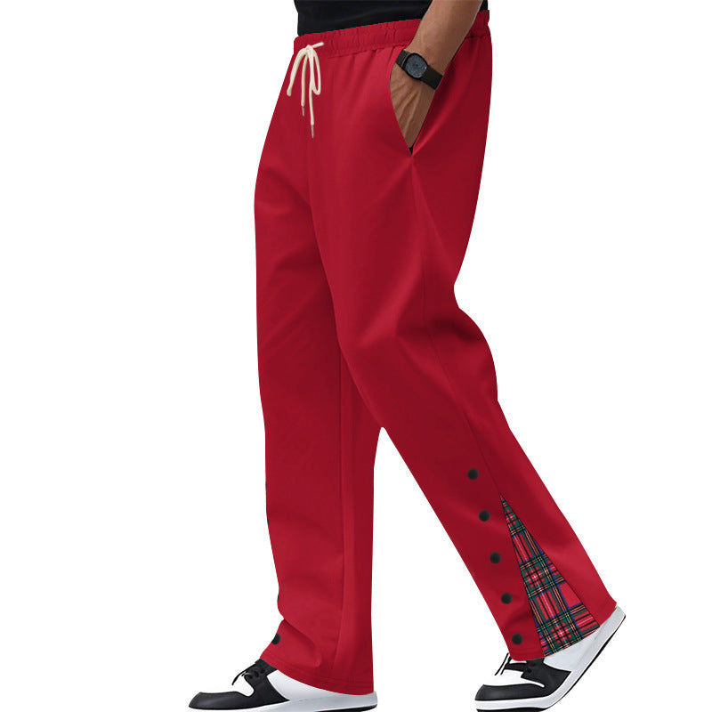 Herren nan lockere Jogginghose mit Tunnelzugbund, Druckknopf-Seitenschlitzen und kariertem Innenfutter Shop Nory