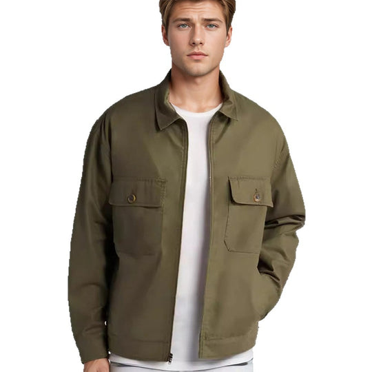 Herren Overshirt im Workwear-Stil mit durchgehendem Reißverschluss und aufgesetzten Brusttaschen Shop Nory