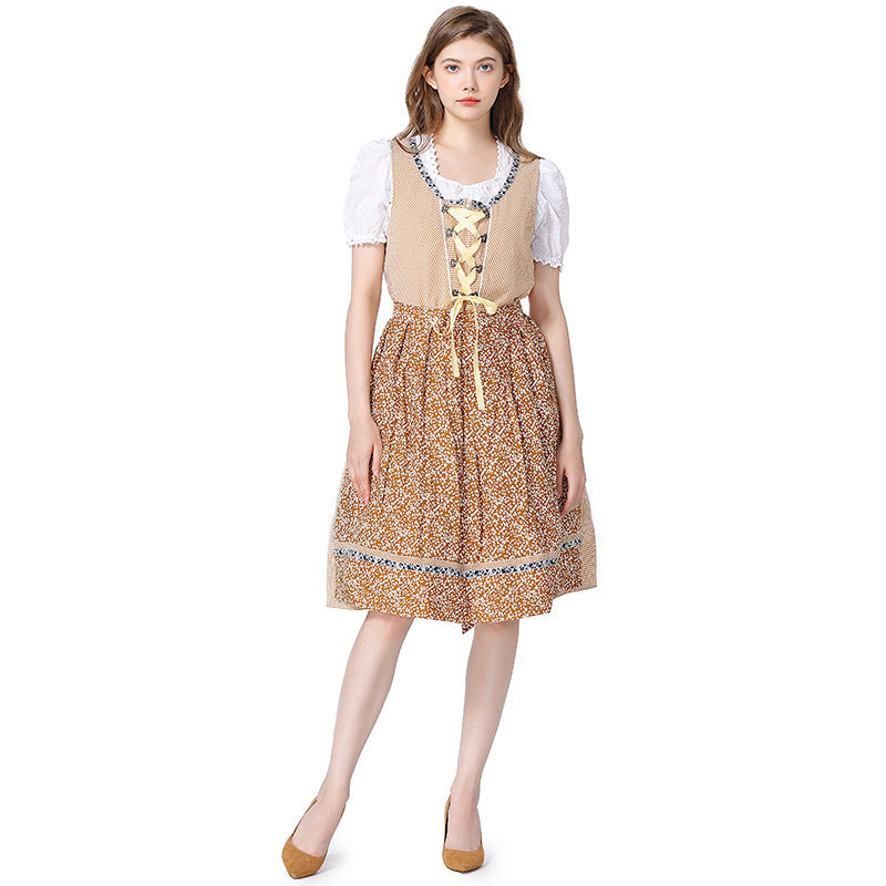 Damen nan traditionelles Oktoberfest Dirndlkleid mit Spitzenbluse, verstellbarer Korsettschnürung und geblümter Schürze Shop Nory