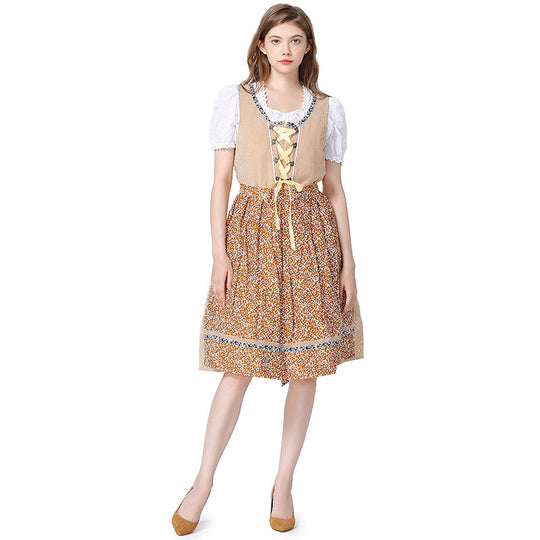 Damen nan traditionelles Oktoberfest Dirndlkleid mit Spitzenbluse, verstellbarer Korsettschnürung und geblümter Schürze Shop Nory
