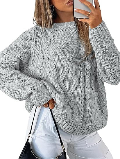 Damen Oversize-Zopfmuster-Pullover aus grobem Strick Shop Nory