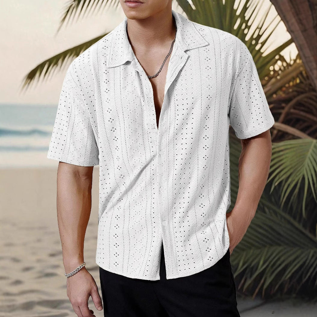 Herren Kurzarmhemd mit strukturiertem Design und atmungsaktivem Material