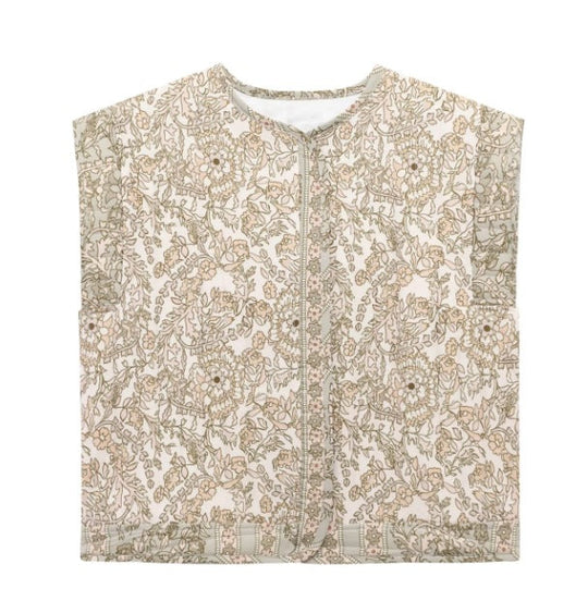 Damen Gesteppte Weste mit Floralem Design und Praktischen Taschen