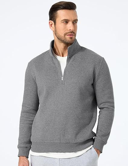 Herren nan halbzip Pullover aus schwerer Baumwollmischung mit hohem Stehkragen und gerippten Bündchen Shop Nory