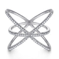 Damen Designer-Ring mit kreativem, modernem Gitter-Design und funkelndem Zirkonia-Besatz Shop Nory