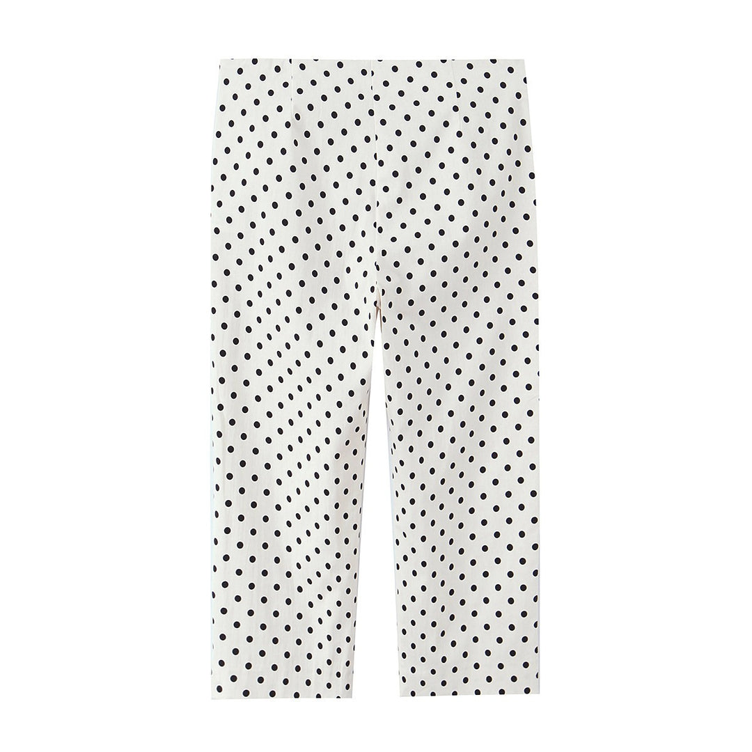 Damen Cropped-Palazzohose mit hoher Taille, weitem Bein und Punktemuster Shop Nory