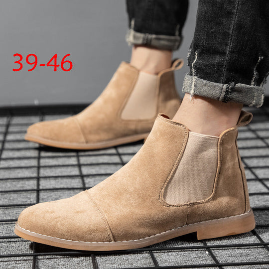 Damen Elegante Veloursleder Chelsea Boots mit elastischen Einsätzen