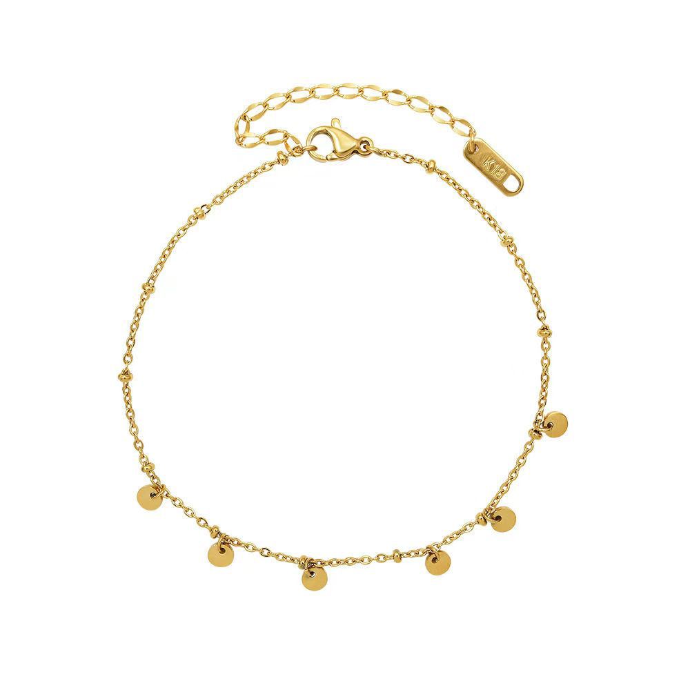 Frauen Dainty Gold Disc Charm Armband Shop Nory